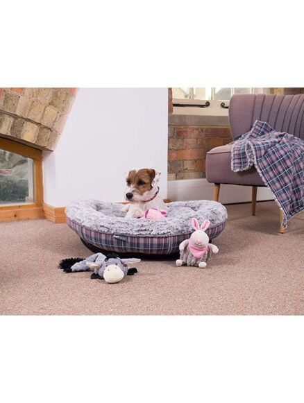 Petface Dove Grey Check Donut Bed Large