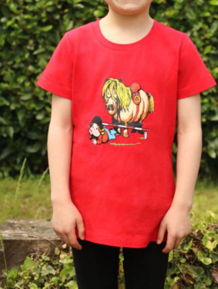 Hy Equestrian Thelwell Collection Children’s Badge T-Shirt Red