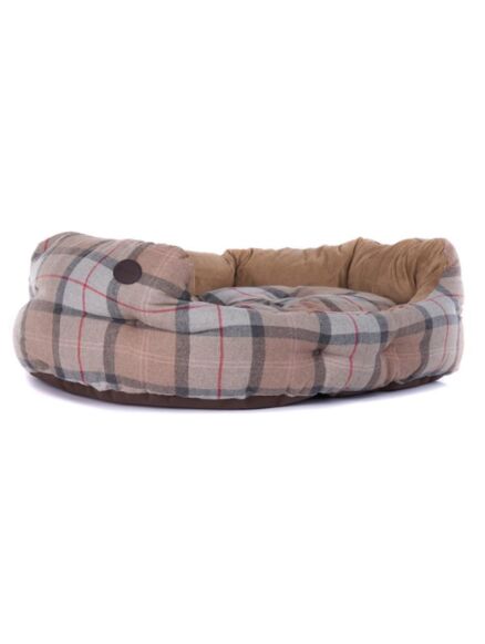 Barbour 35in Luxury Dog Bed Taupe/Pink Tartan