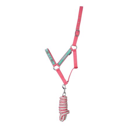 Hy Thelwell Headcollar & Lead Rope Mint/Pink/Teal 